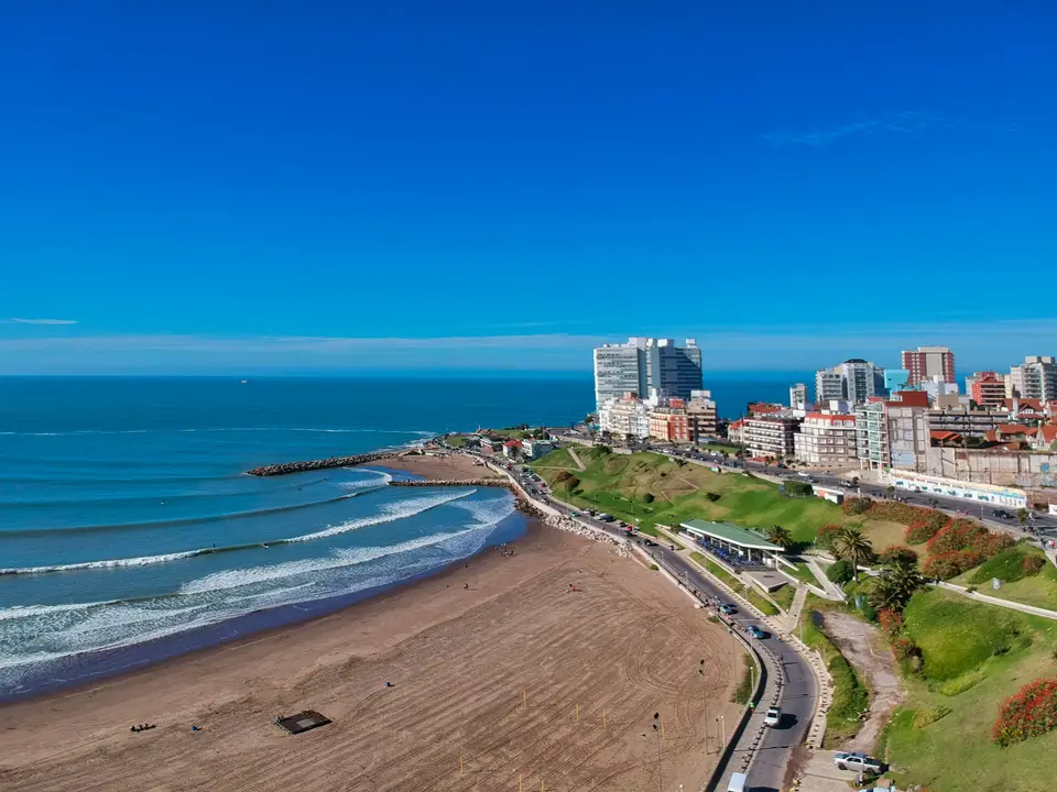 white and brown buildings and seashore — Mar del Plata