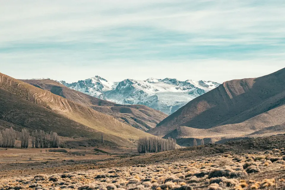 a view of a valley with mountains in the background — Valle de Uco